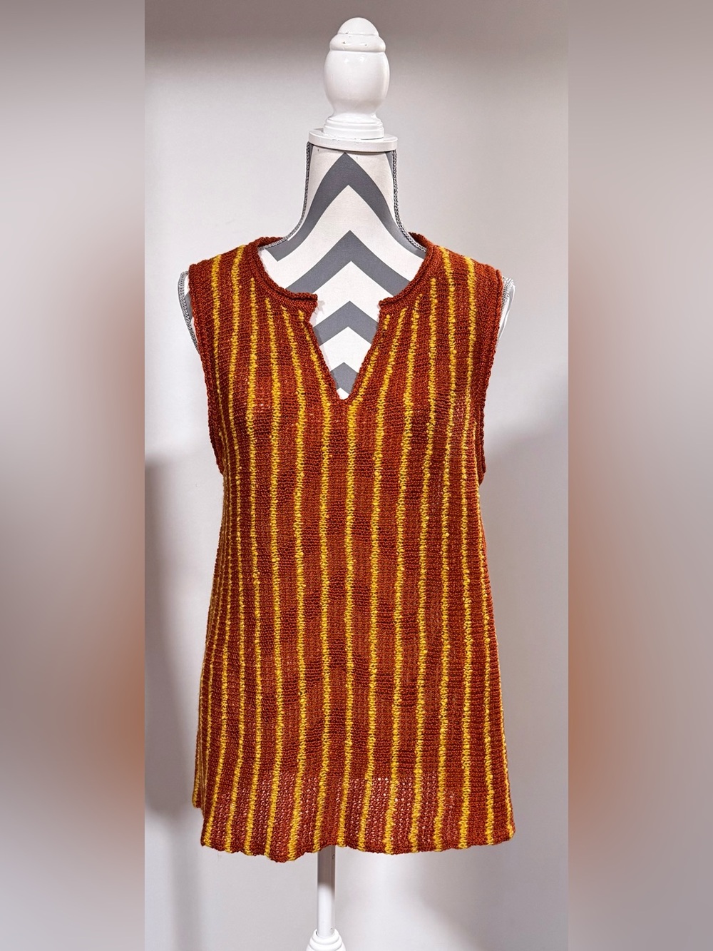 Wonderly Women’s Bossanova Bali State Of Mind Striped Knit Boho Flowy Tank Top